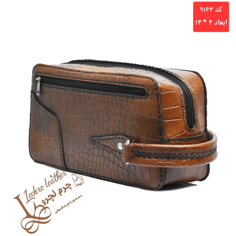 کیف شوزبگ چرم طبیعی دستدوز کد ۹۱۶۳