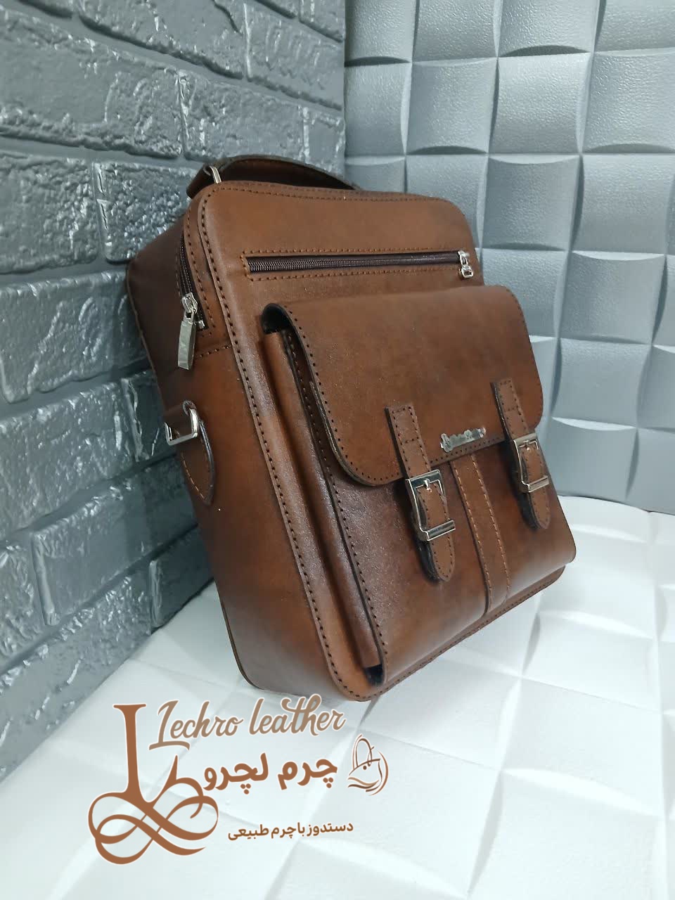کیف پستچی یه وری چرم طبیعی و دستدوز m0